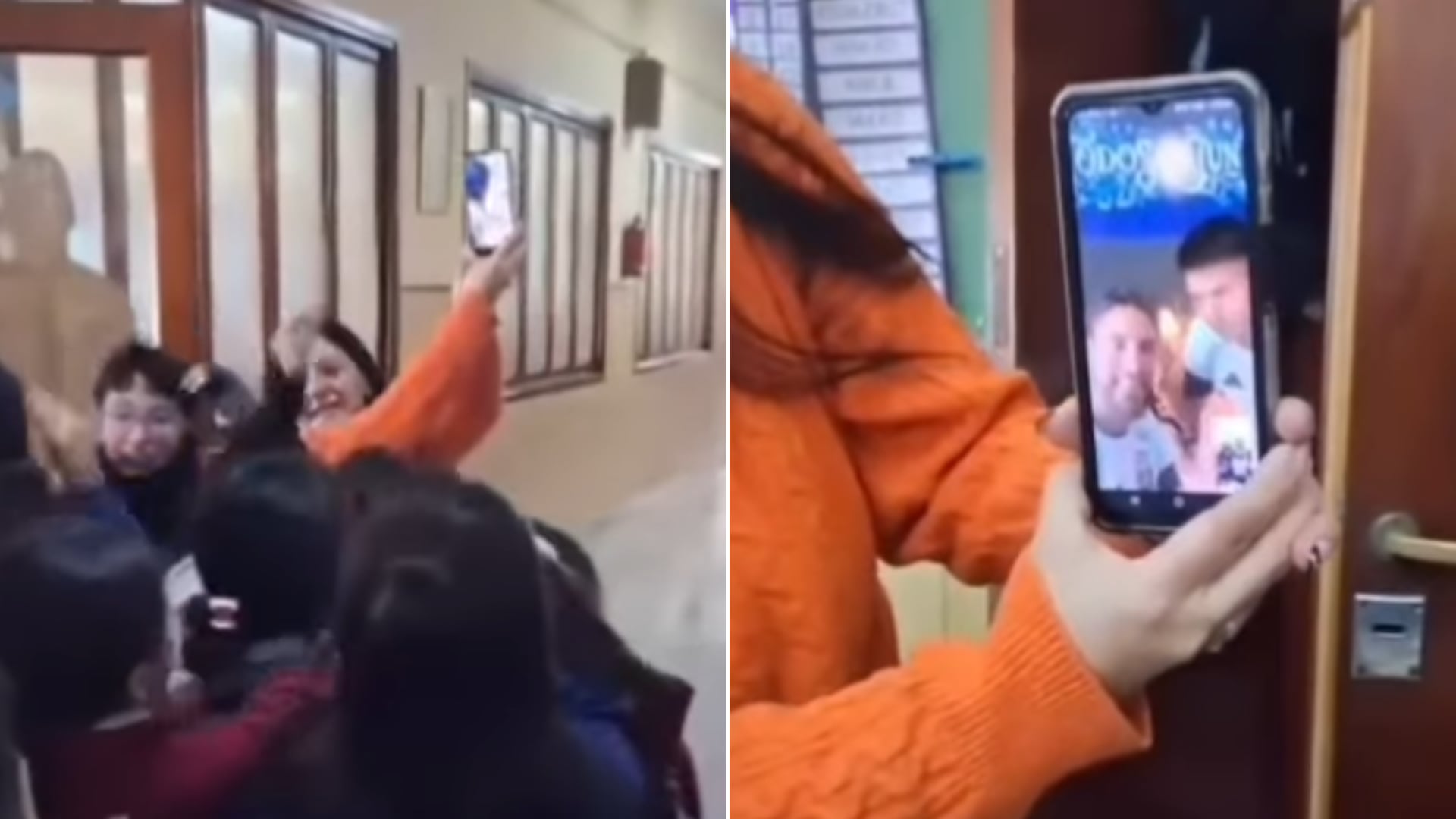 La secuencia de la videollamada del colegio Regina con la selección argentina