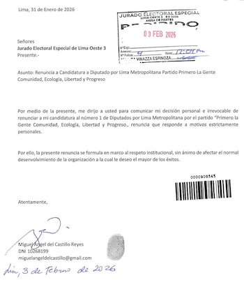 Miguel del Castillo renuncia a