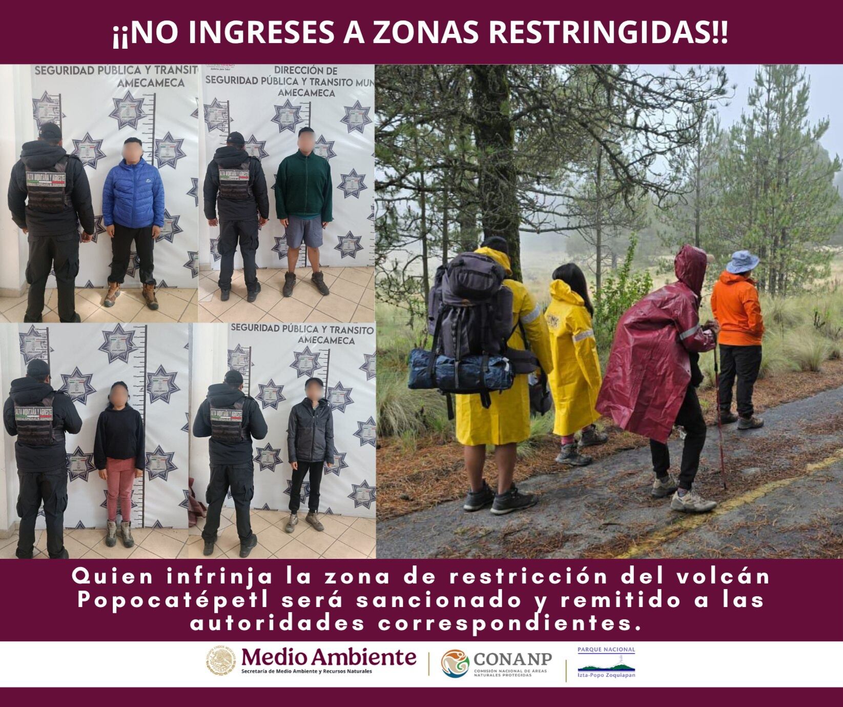 Pese a las restricciones, algunos excursionistas intentan acercarse al cráter del Popo.FOTO: Conanp