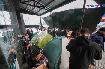 El acampe de los policías
