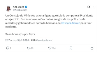 Frente al término usado en la prensa, la representante electa a la Cámara Ana Erazo cuestionó que se le llame Consejo de Ministros a la reunión convocada por Abelardo de la Espriella en Barranquilla - crédito @AnaErazoR/X