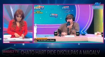 Mario Hart admitiu que confundiu Magaly Medina com a polêmica sobre seu casamento com Korina Rivadeneira. Captação: Magaly TV La Firme.