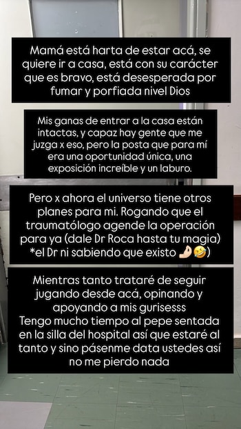 Yipio detalló que a pesar de la gravedad de la decisión, su madre “no corre ningún peligro”, pero los tiempos hospitalarios y el proceso de espera resultan extenuantes