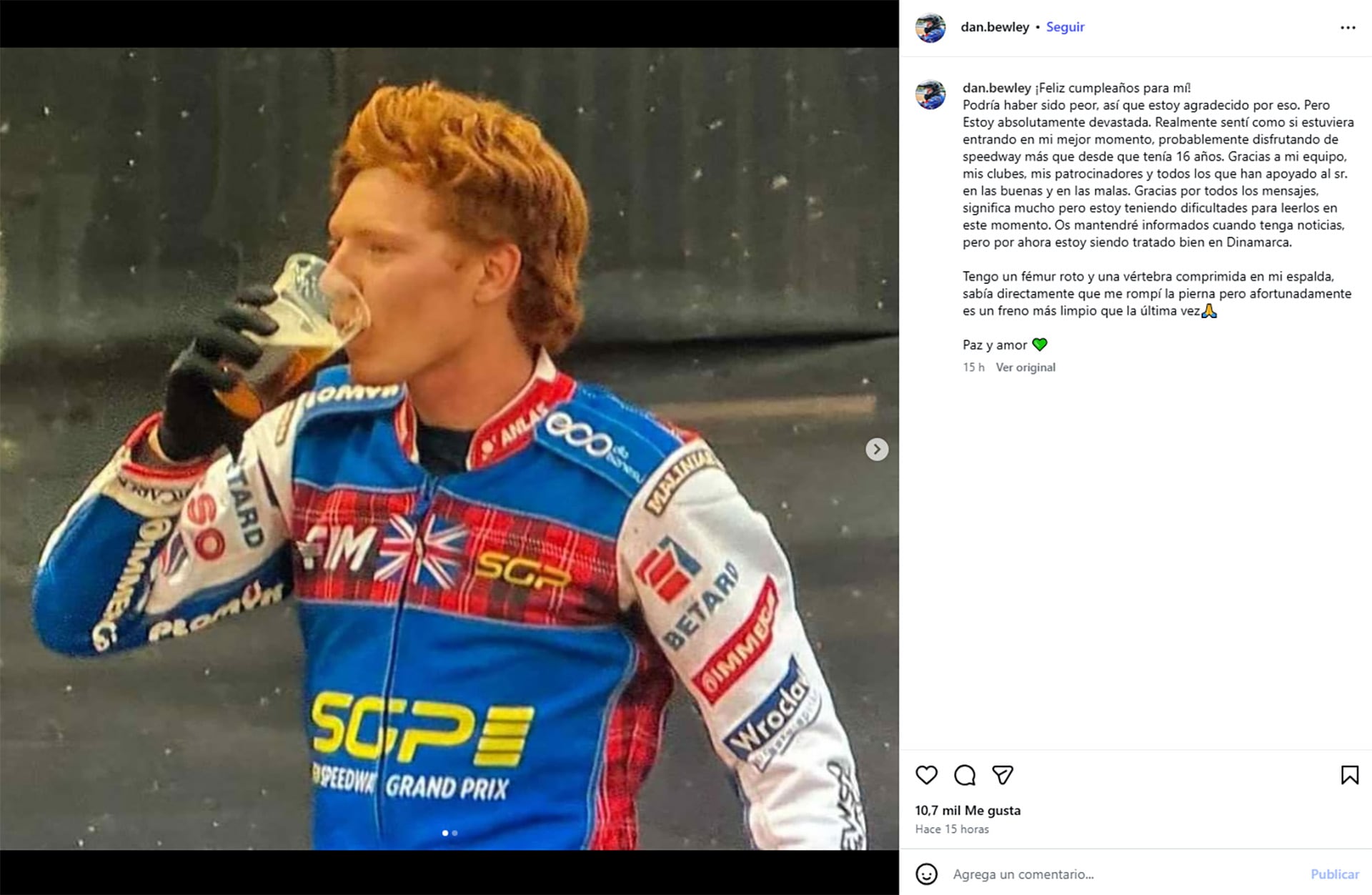 Bewley se pronunció en sus redes sociales