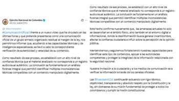 Este fue el comunicado oficial del Ejército - crédito Ejército Nacional