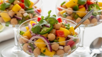 Ceviche de garbanzos y mango: plato bajo en calorías y alto en vitaminas