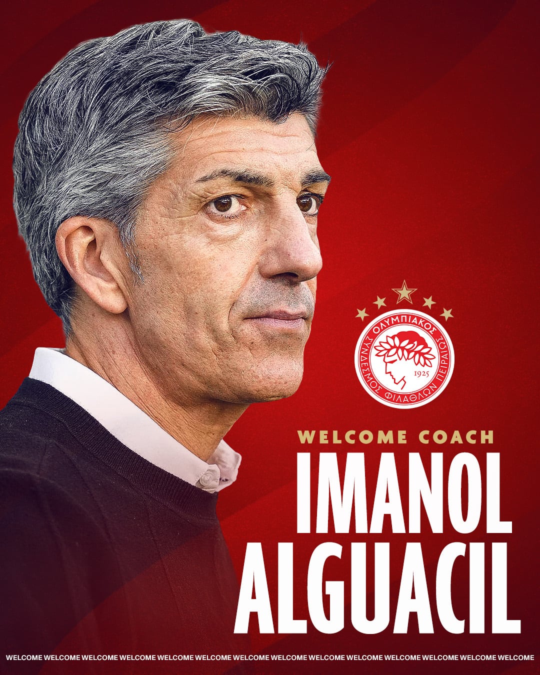 El técnico español dirigirá al cuadro más grande de Grecia-crédito @olympiacosfc/X