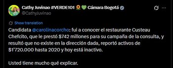 Cathy Juvinao pidió una auditoría