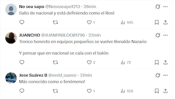 Algunos de los comentarios de los hinchas de Atlético Nacional sobre el gol de Dayron Asprilla con Bolívar - crédito X