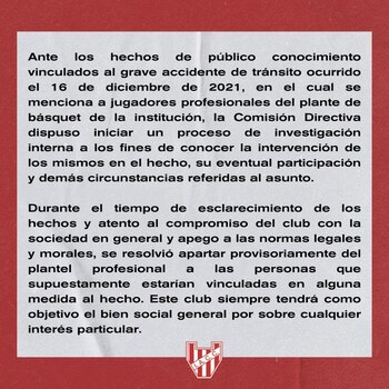 El comunicado del club Instituto