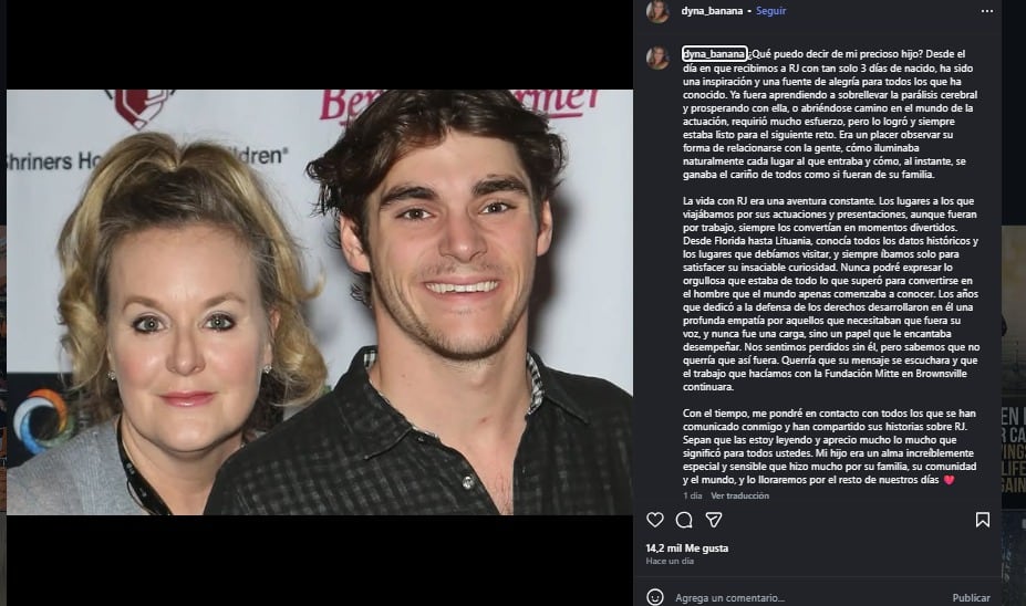 Dyna Mitte destacó la forma de ser de R.J. Mitte a lo largo de su vida.