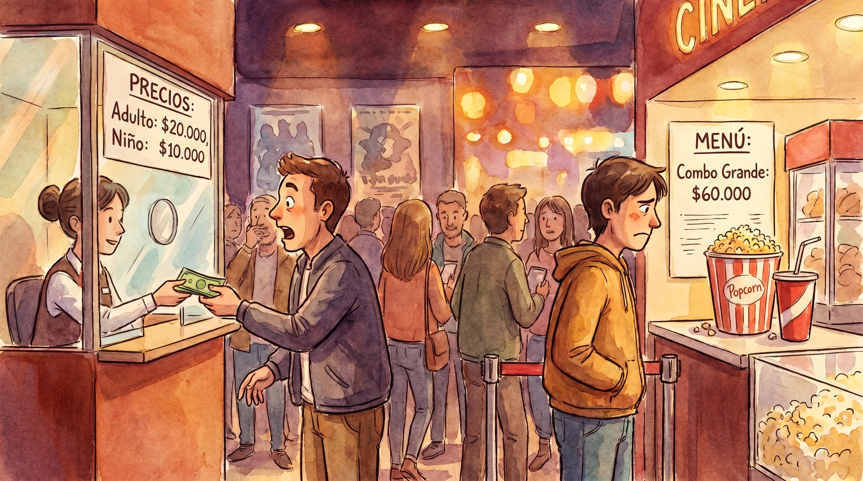 El audio viral reavivó el debate sobre cómo el precio de una salida al cine puede afectar la economía de muchos hogares colombianos - crédito (Imagen Ilustrativa Infobae)
