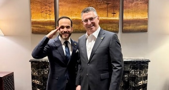 Abelardo De La Espriella y el canciller israelí Gideon Sa’ar durante un encuentro previo, en el que abordaron temas de cooperación y el futuro de las relaciones entre Colombia e Israel - crédito Gideon Sa'ar/X