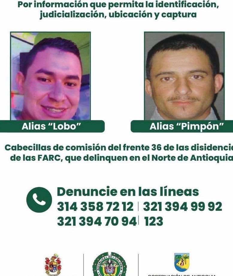 Las autoridades capturaron en Antioquia a dos integrantes de la estructura 36 de las disidencias de Calarcá - crédito Abelardo de la Espriella/X