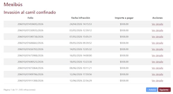 El registro concentra 125 infracciones relacionadas con el Mexibús y una más correspondiente al carril confinado del Trolebús. (Crédito: Secretaría de Movilidad del Estado de México)