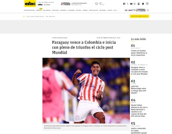El diario de Asunción resaltó la victoria guaraní de la siguiente forma-crédito ABC Paraguay