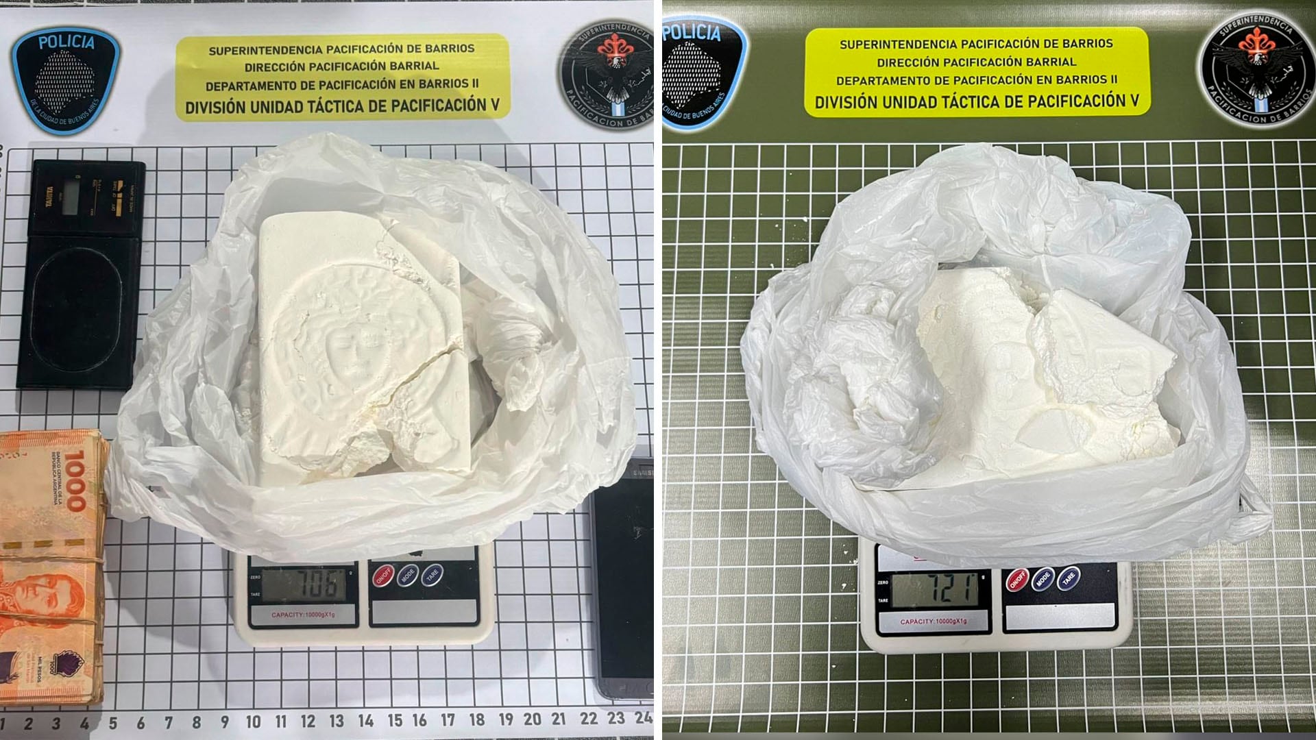 La cocaína incautada a las Nogales en la manzana 9