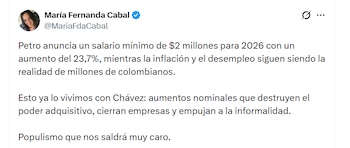 María Fernanda Cabal no ocultó
