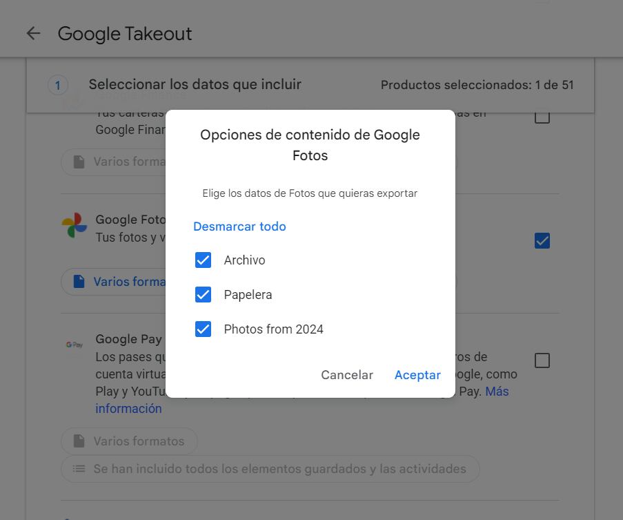 Es una opción que se encuentra entre los servicios de la plataforma. (Google Takeout)