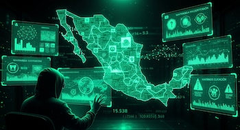 Un hacker anónimo interactúa con