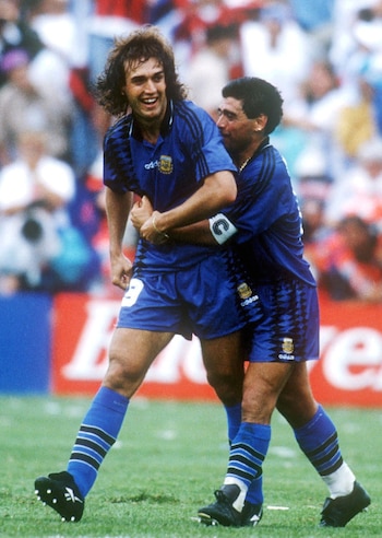 Batistuta y Maradona en el Mundial 94