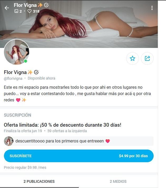 Flor Vigna explicó que su espacio en Only Fans le permitirá mostrar contenido que no publica en otras redes y responder mensajes de sus seguidores