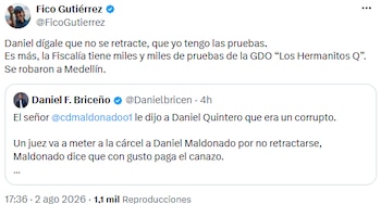 Federico Gutiérrez sostuvo apoyo a Daniel Maldonado y cuestionó el proceso judicial contra Daniel Quintero - crédito @FicoGutierrez/X