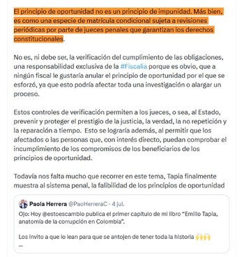La defensa de Nicolás Petro planteó la posibilidad de revisar los beneficios otorgados a Day Vásquez - crédito @HombreJurista/X