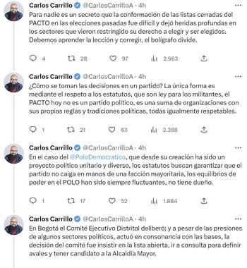 Carlos Carrillo asegura que la