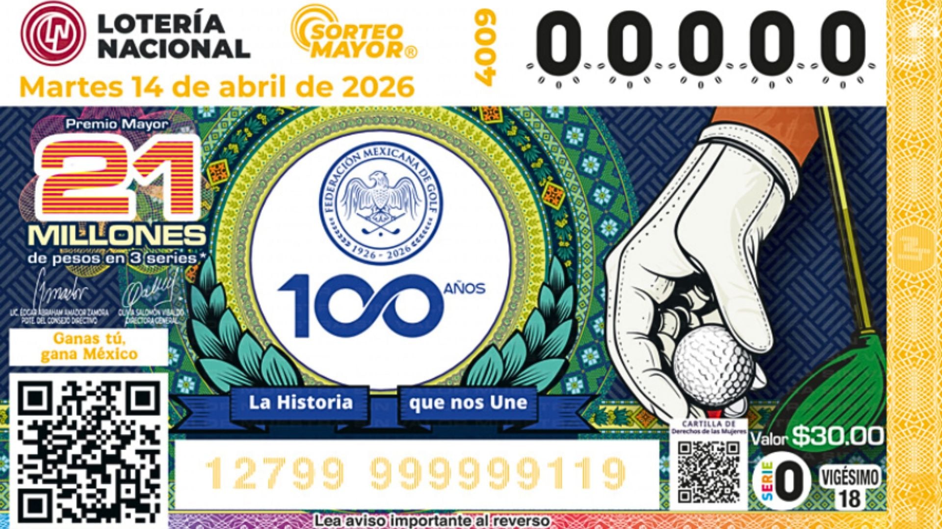 Conoce cuáles fueron los números ganadores más importantes del Sorteo Mayor 4009 del martes 14 de abril de 2026. (Lotería Nacional)