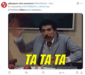 Primer plano del actor Russell Crowe con barba, mirando sombrío, como parte de un meme viral en un tweet. Se aprecian detalles de su rostro y cabello