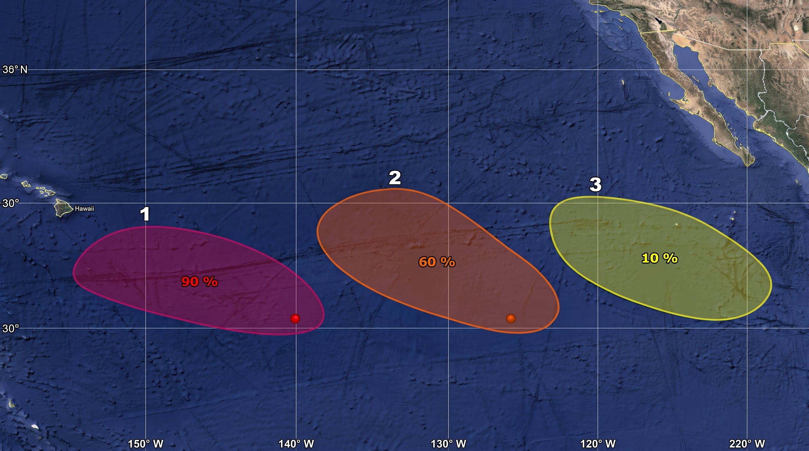 Servicio Meteorológico Nacional detecta tres zonas con potencial para evolucionar a ciclón tropical en el océano Pacífico