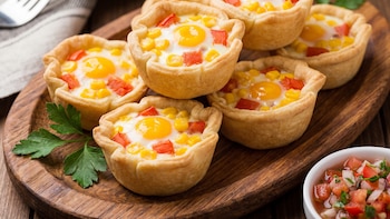 Receta de canastitas de huevo, choclo y tomate, rápida y fácil