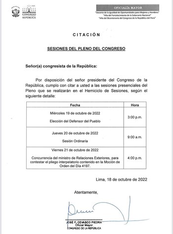 Agenda del Congreso.