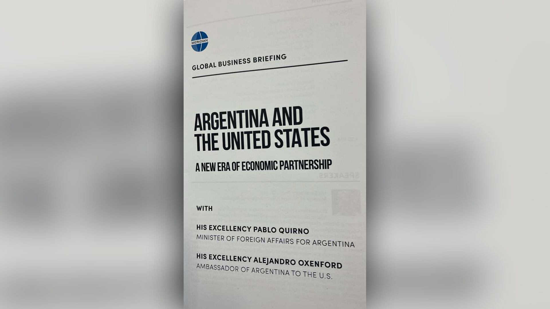 El canciller Quirno y el embajador Oxenford expusieron en el Meridian Internacional Center