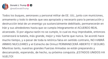 El comunicado de Trump vía Truth Social