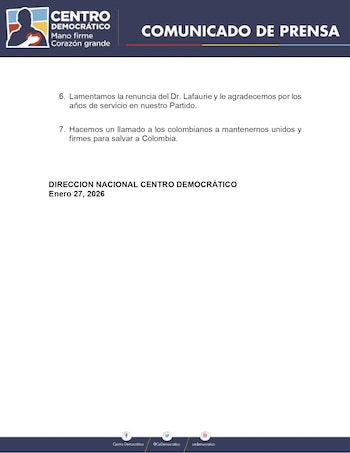 El partido Centro Democrático señaló