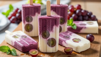 Paletas heladas de uva y yogur griego: receta saludable y refrescante para el calor