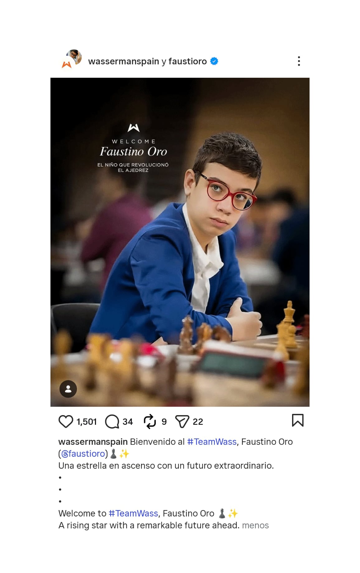 El posteo de la agencia con la que firmó el prodigio argentino