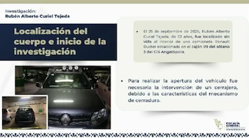 Camioneta donde fue localizado el cuerpo de Curiel Tejeda. Crédito: Fiscalía de Puebla