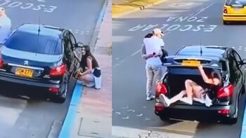 Hombre escondió a su amante en el baúl de su carro en Bogotá pero quedó grabado en video