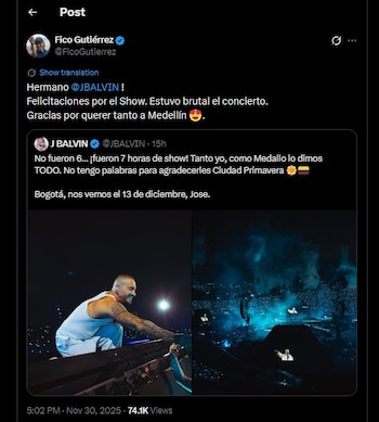 Fico Gutiérrez felicitó a J