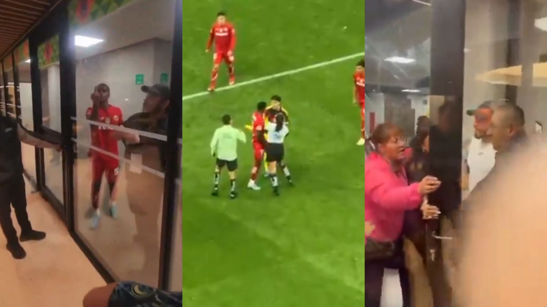 Helinho golpeó a Alejandro Zendejas tras ver la roja y más tarde protagonizó otro altercado con un aficionado, mientras que jugadores como Henry Martín se involucraron en los empujones rumbo a vestidores. (Capturas de pantalla)