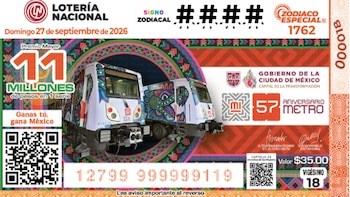 Así luce el billete conmemorativo de la Lotería Nacional por los 57 años del Metro