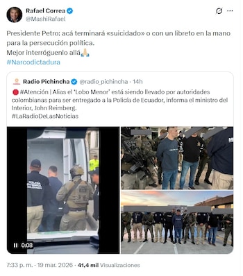 Correa compartió varios mensajes desde