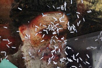 Trozos de documentos triturados se