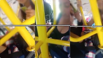 Mujer trató de subir con su bebé a un bus del Sitp en Bogotá y quedó atrapada con el niño en el torniquete anticolados
