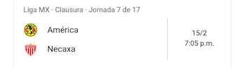 El América contra Necaxa de