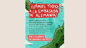 Convocan a manifestación en la Embajada de Alemania para exigir se cancele la planta de amoníaco en Topolobampo