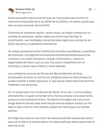 Gustavo Petro se pronunció sobre su sitio de residencia